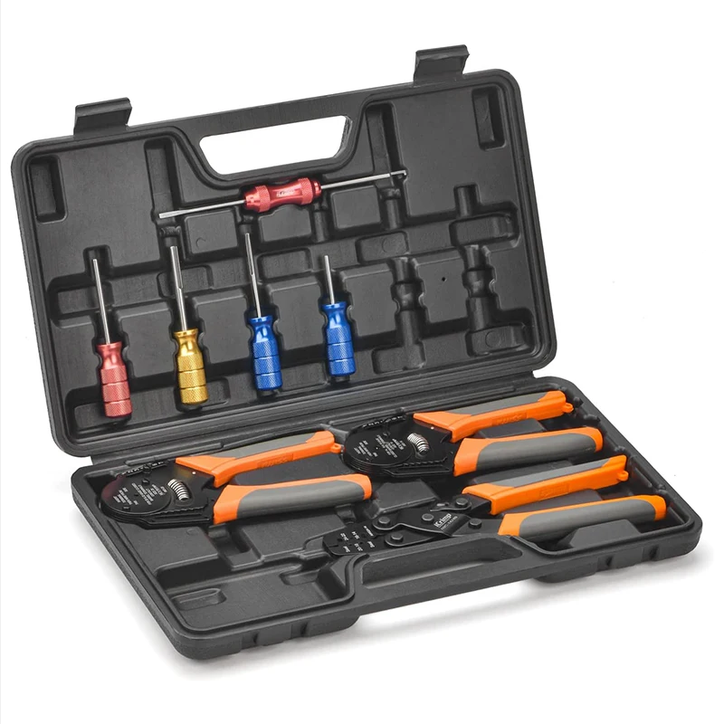 

8-Piece Automotive Wire Crimping Tool Kit for Deutsch Connectors and Weather Pack Terminals with Connector Removal Tools