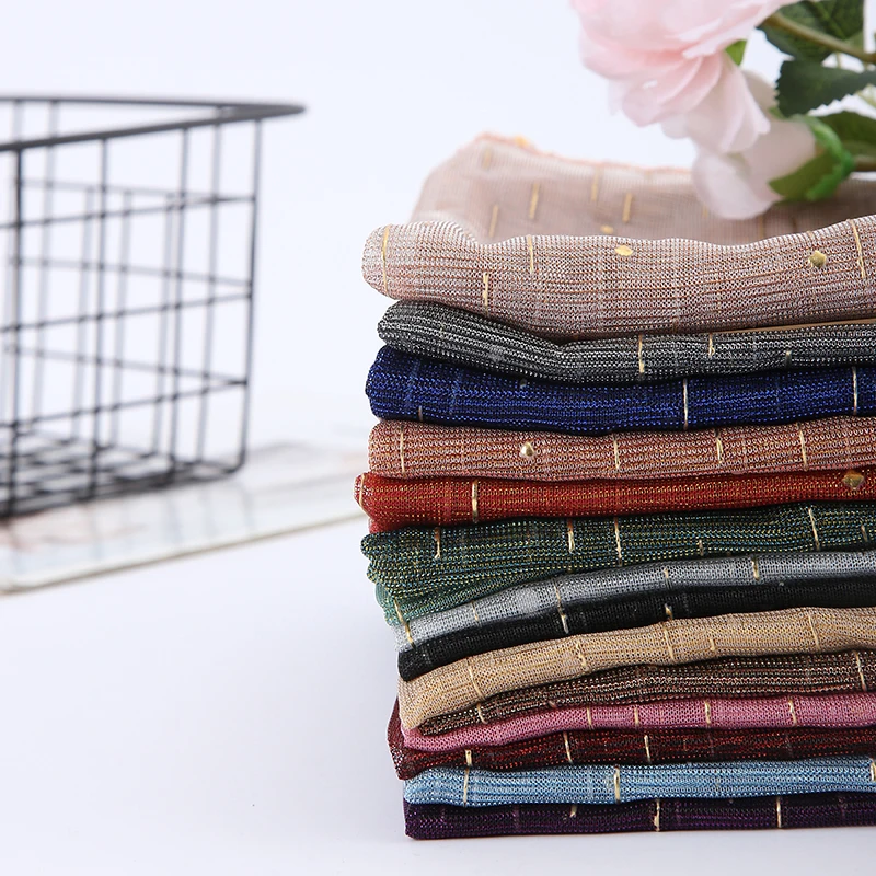 

Lightweight transparency plain metallic thread women Muslim scarf Fashion New design ab shawls 10pcs/lot