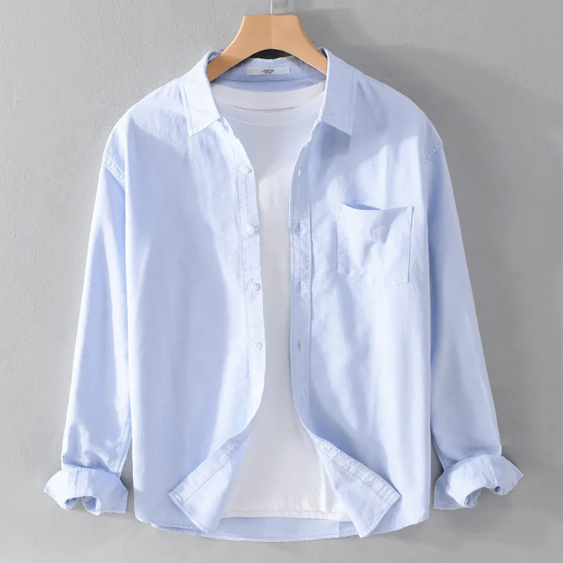 The latest explosive textile shirt men business 2024 spring summer Korean version of the loose trend handsome casual long-sleeve