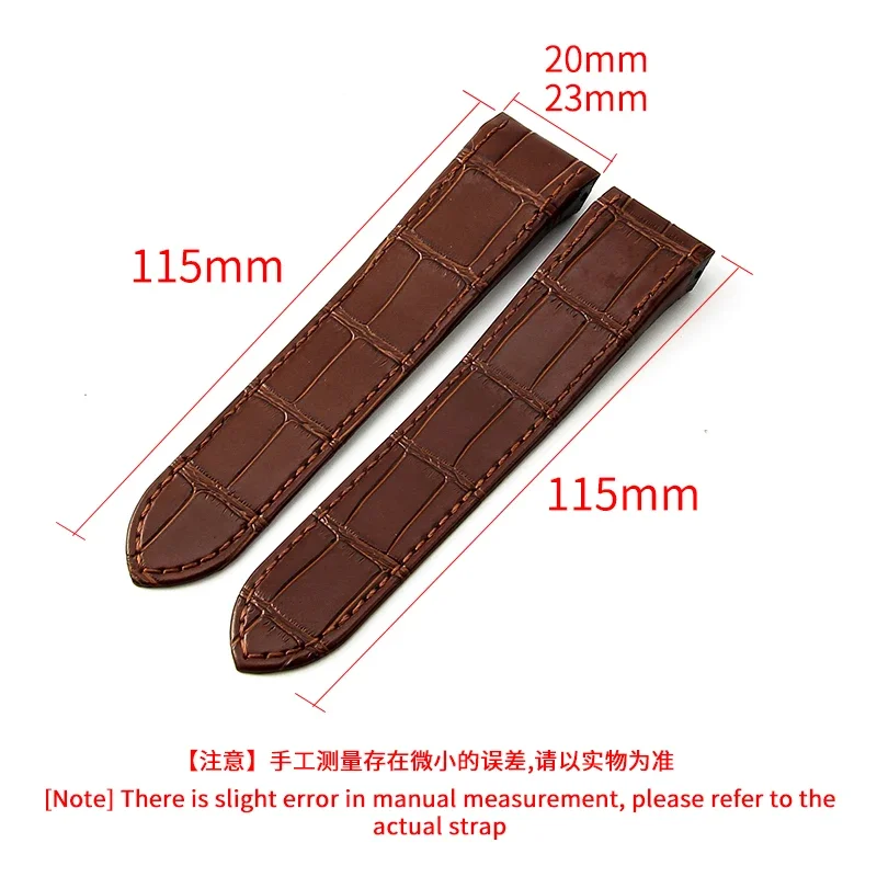 Comfortable Soft Waterproof Leather 20 23mm Watchbands for Cartier Santos 100 Black Brown Stainless Steel Buckle Watch Strap