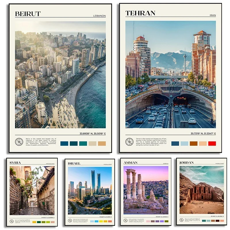 Lebanon Duba Tehran Jordan Middle East Travel Scenery Posters Canvas Printing Wall Art Picture For Living Room Home Decor