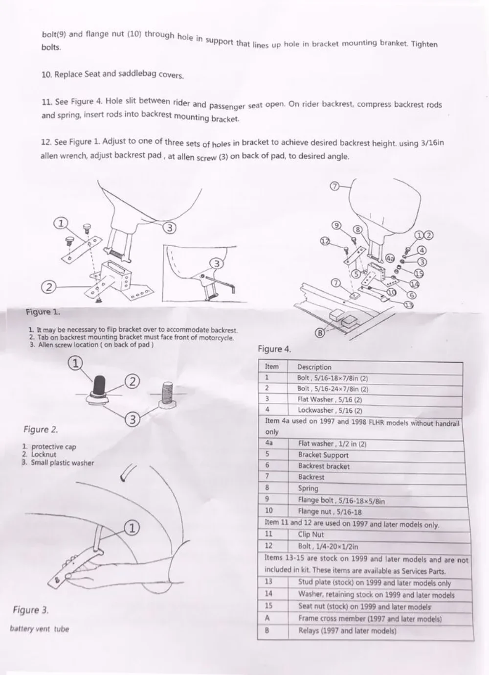 Motorcycle Adjustable Driver Rider Backrest For 1988-2017 Harley Davidson Touring Models