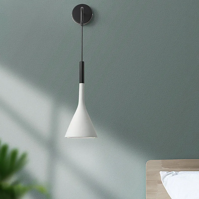 Lámpara de pared para cabecera de arte de aluminio, aplique de pared del dormitorio para cocina, restaurante, lámpara de pared moderna, apliques nórdicos de macarrón