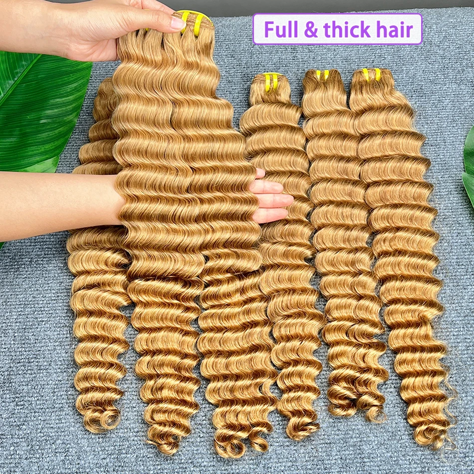 # 27 لون موجة عميقة حزم الشعر البشري لحمة مزدوجة 18-26 بوصة نسج على شكل شعر فيتنامي ملحقات 100% شعر عذراء خام للنساء