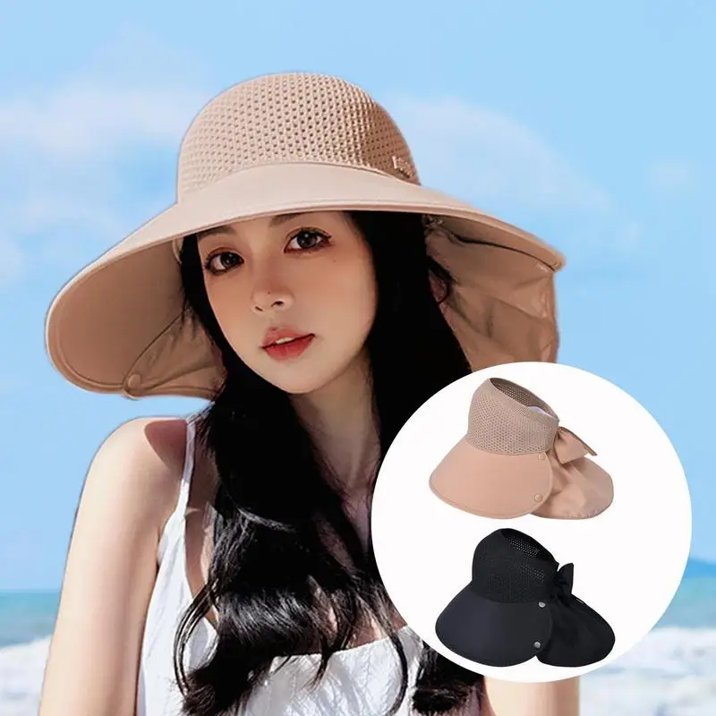 Sun Protection Hat Women's Large Brim UV Protection Empty Top Sun Hat Womens Sun Hat UV Protection Wide Brim Bucket Hats For