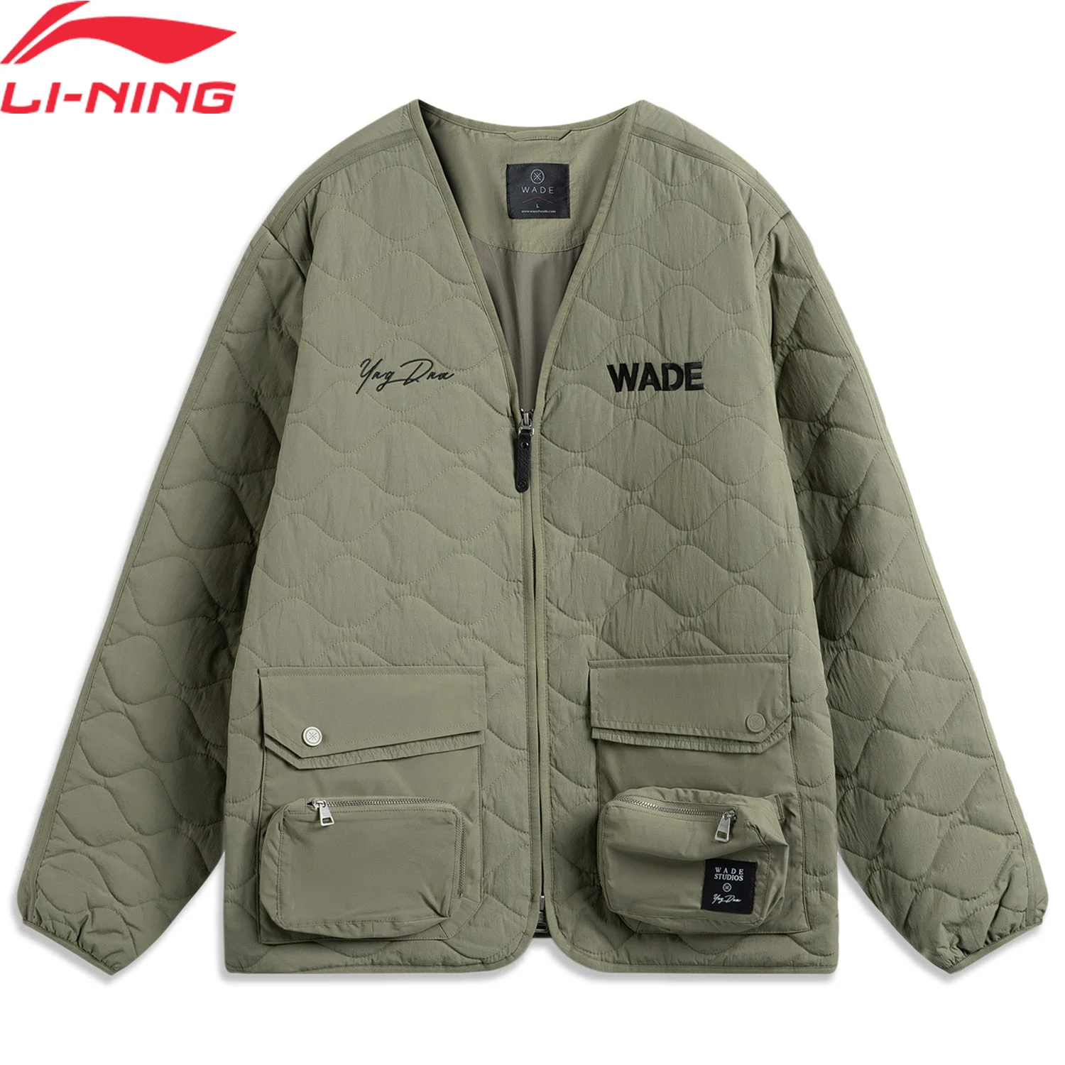 

Li-Ning Men Wade Waist-Length Padded Jackets Polyamide Loose Fit Retro Fashionable LiNing Winter Leisure Coats AJMU285