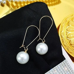 18mm Big Round Imitation Pearl Dangle Earrings for Women Hyperbole Gold Silver Color Jewelry Accessory Wholesale Gift Brincos