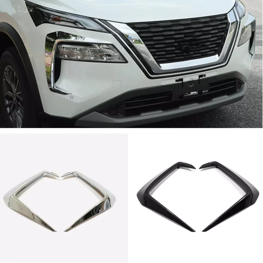 

For Nissan X-Trail X Trail T33 2021 2022 Exterior Accessories Carbon Fiber Look Lights Lamps Eyelid Eyebrow Strip Cover Trim