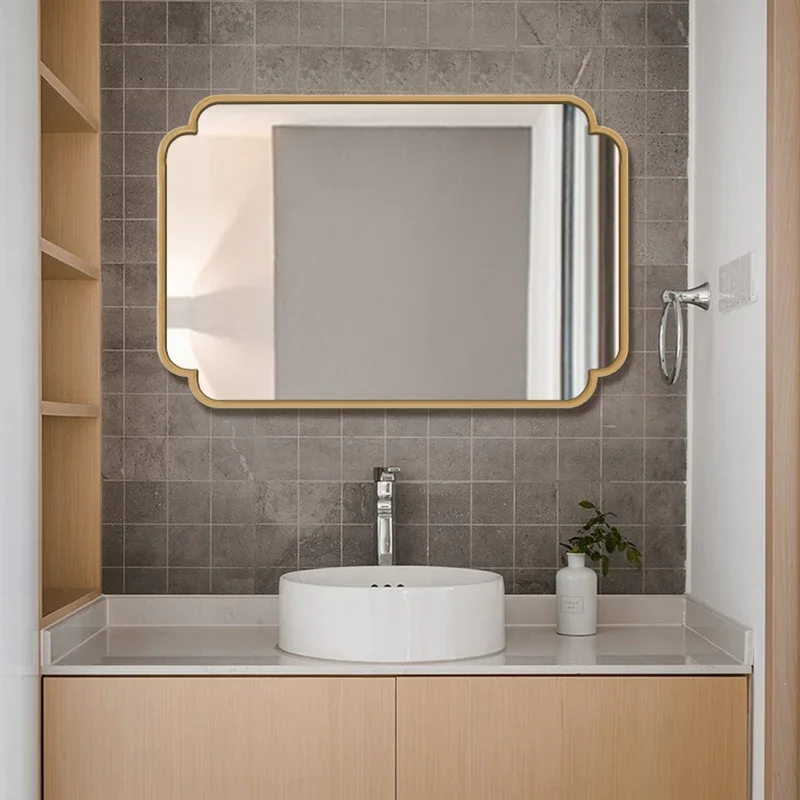 Shower Bright Mirrors Gold Hairdressing Safety Border Makeup Mirror Design Aesthetic Espejos Para Maquillaje Home Improvement