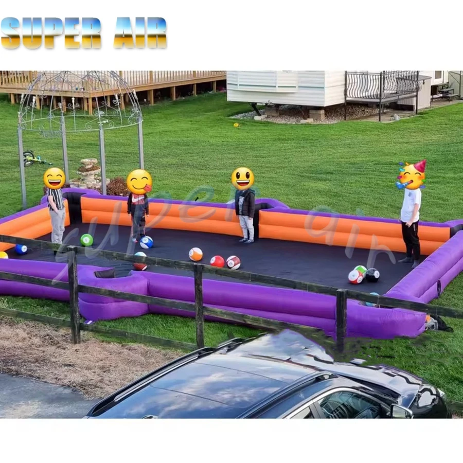 Commercial Inflatable สนุ๊กเกอร์ฟุตบอลสระว่ายน้ํา Inflatable โต๊ะสนุ๊กบอลสําหรับกิจกรรม Carnival เกม