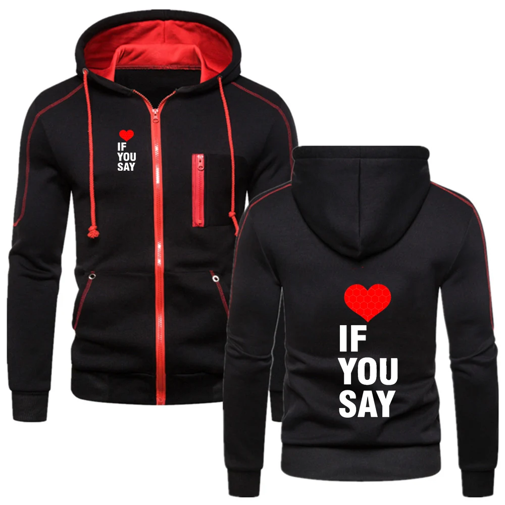 

Мужская толстовка с капюшоном Love If You Say Print 2026, весна-осень, новая коллекция, однотонная, классическая, удобная, в уличном стиле, повседневная
