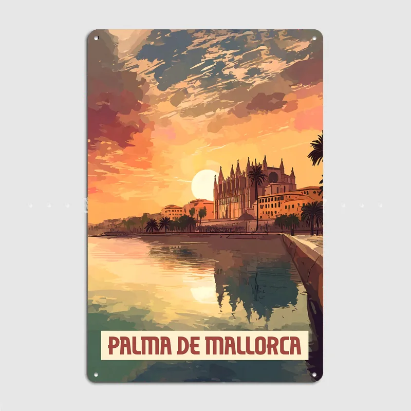 Palma de Mallorca Vintage City Travel Poster Metal Sign Bar Custom Bedroom Indoor Poster Home Wall