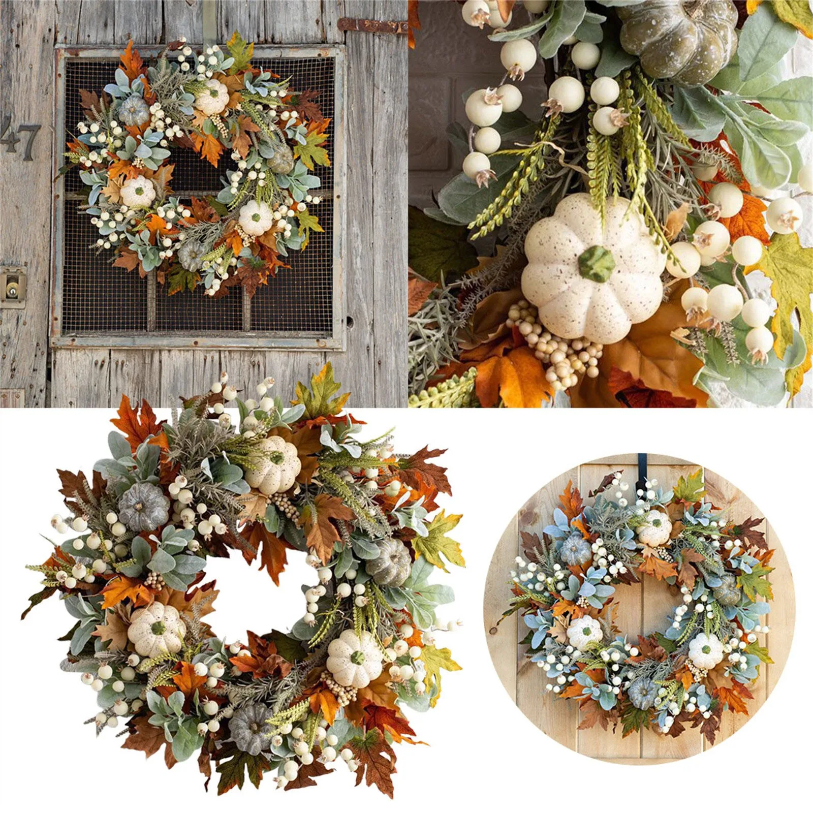 

Autumn Pumpkin Wreath Artificial Fall Wreath Fall Farmhouse Front Door Wreath Thanksgiving Wreath For Holiday Celebrations