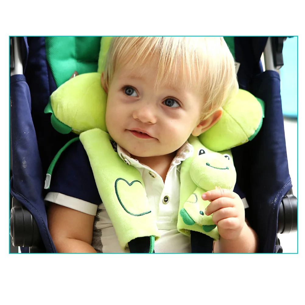 قطعتان من غطاء حزام السيارة للأطفال، وسادة كتف لعربة الأطفال، لطيفة لطيفة على الجلد، سهلة الضبط، ملحقات عربة الأطفال ذات الحجم العالمي