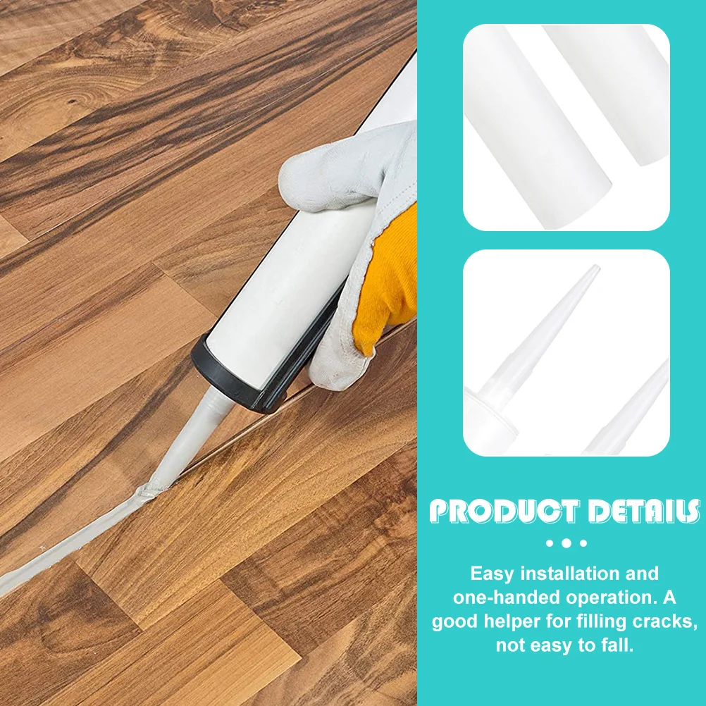 

6Pcs White Caulking Tubes Universal Sealant Tubes Washable Reusable Durable for Kitchen Bathroom Window Seam Sealing