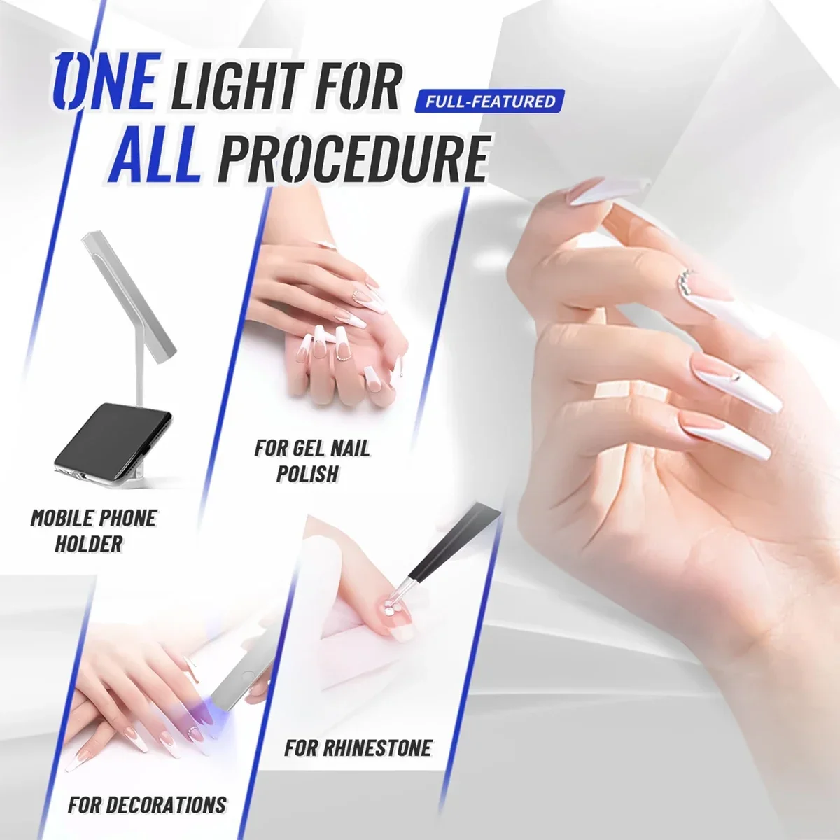 Lampada per unghie portatile Mini UV LED per asciugare le unghie per manicure con smalto gel Asciugatrice portatile per unghie con display Strumenti per nail art