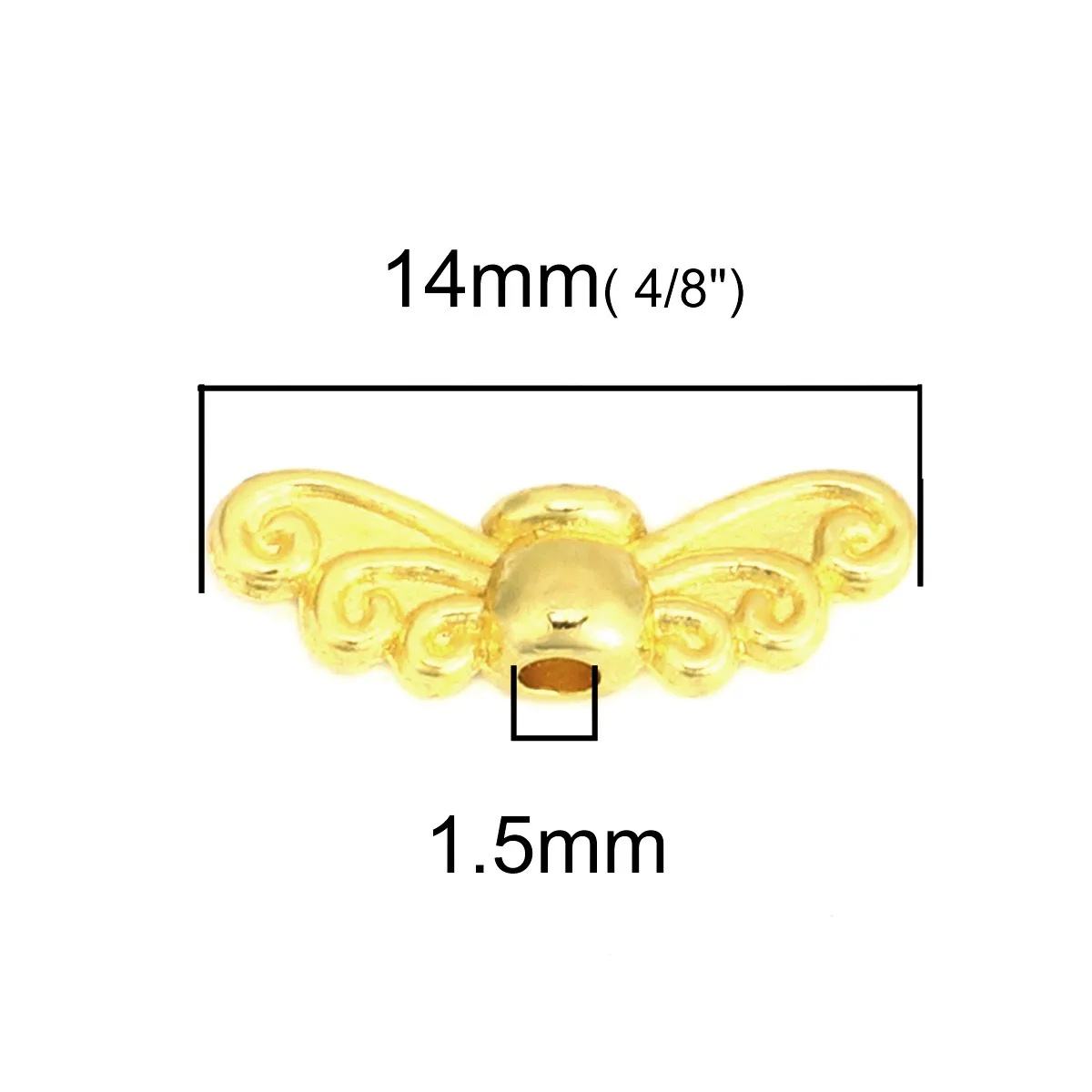 DoreenBeads 100/200 PCs Zinc Based Alloy Metal Beads Loose Spacer Beads Wing Silver Color Handmade Beads DIY Jewelry 14mm x 5mm,
