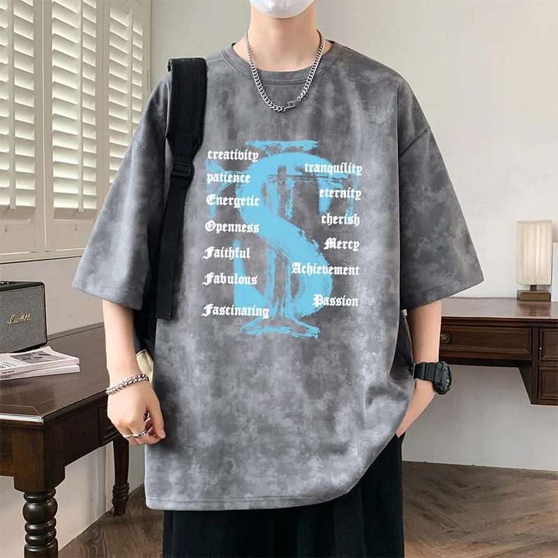 

Couple Outdoor Running Fitness Trend Tie Dye Fashionable Short Sleeved T-shirt Summer Comfortable Loose Quick Drying Casual Top