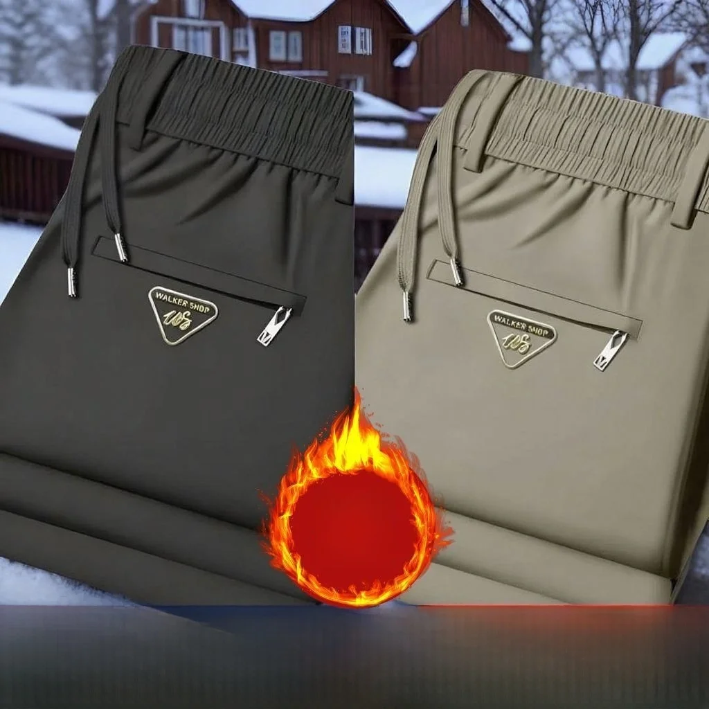 

Thiened Fce Lined Loose Straight Leg Casual Pants for Men Autumn Winter High End Men's Faion Polyester Fiber Stretchy