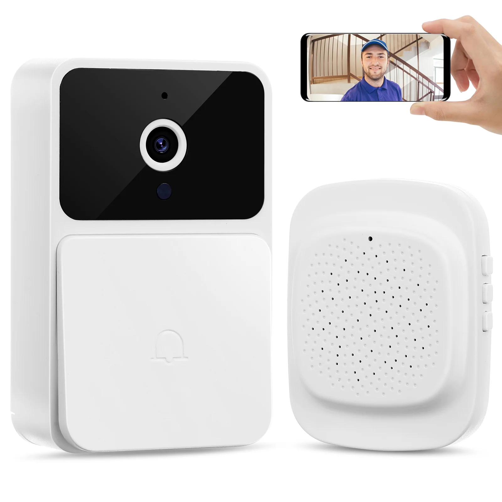 Two-way Intercom Video Doorbell (rechargeable Model) Cam Apartment Security Wifi Camera Visible Wireless Abs Home by