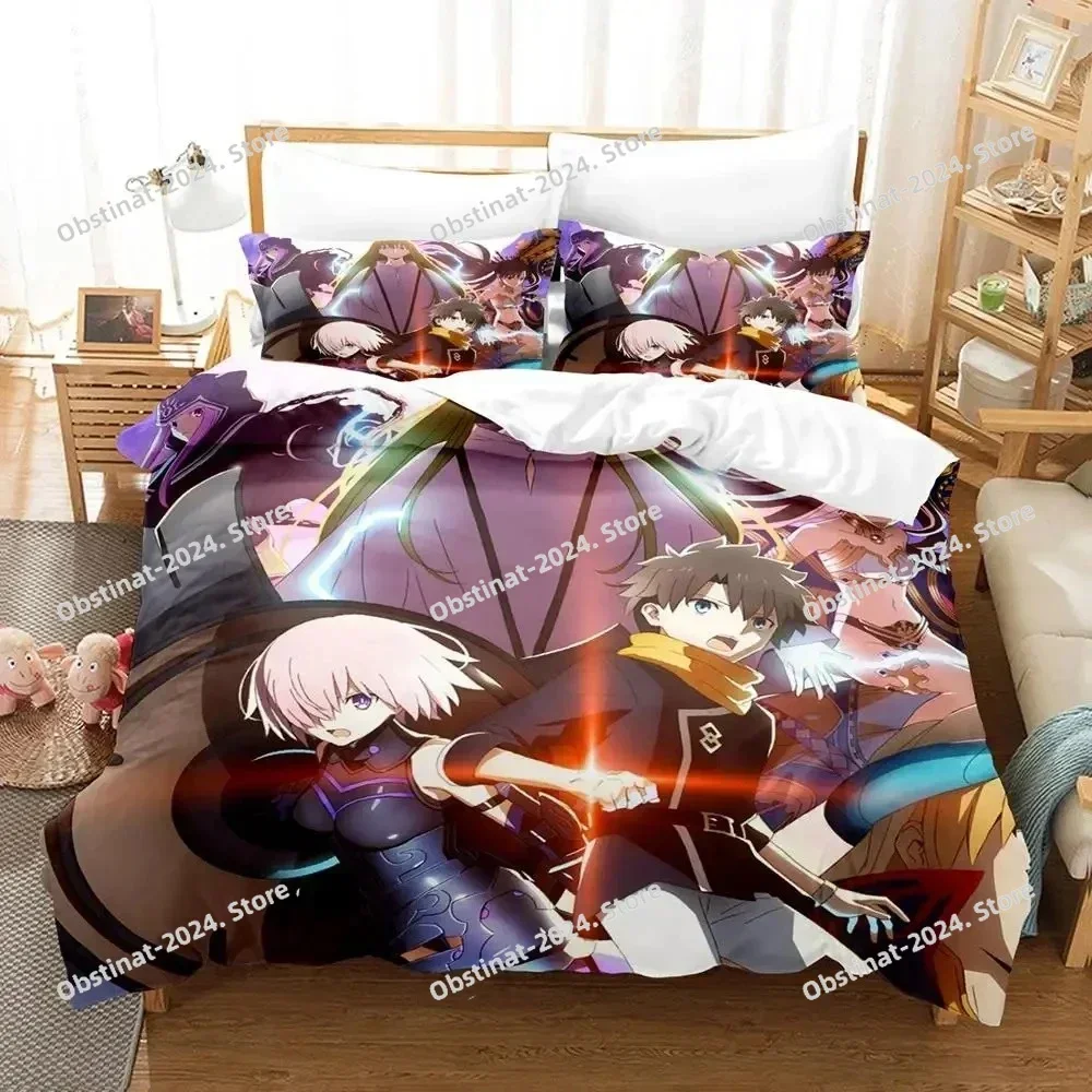 Anime Fate Grand Order 3D Print Comforter Bedding Set,Duvet Cover Bed Set Quilt Cover Pillowcase,King Queen Size Bedding Set Kid