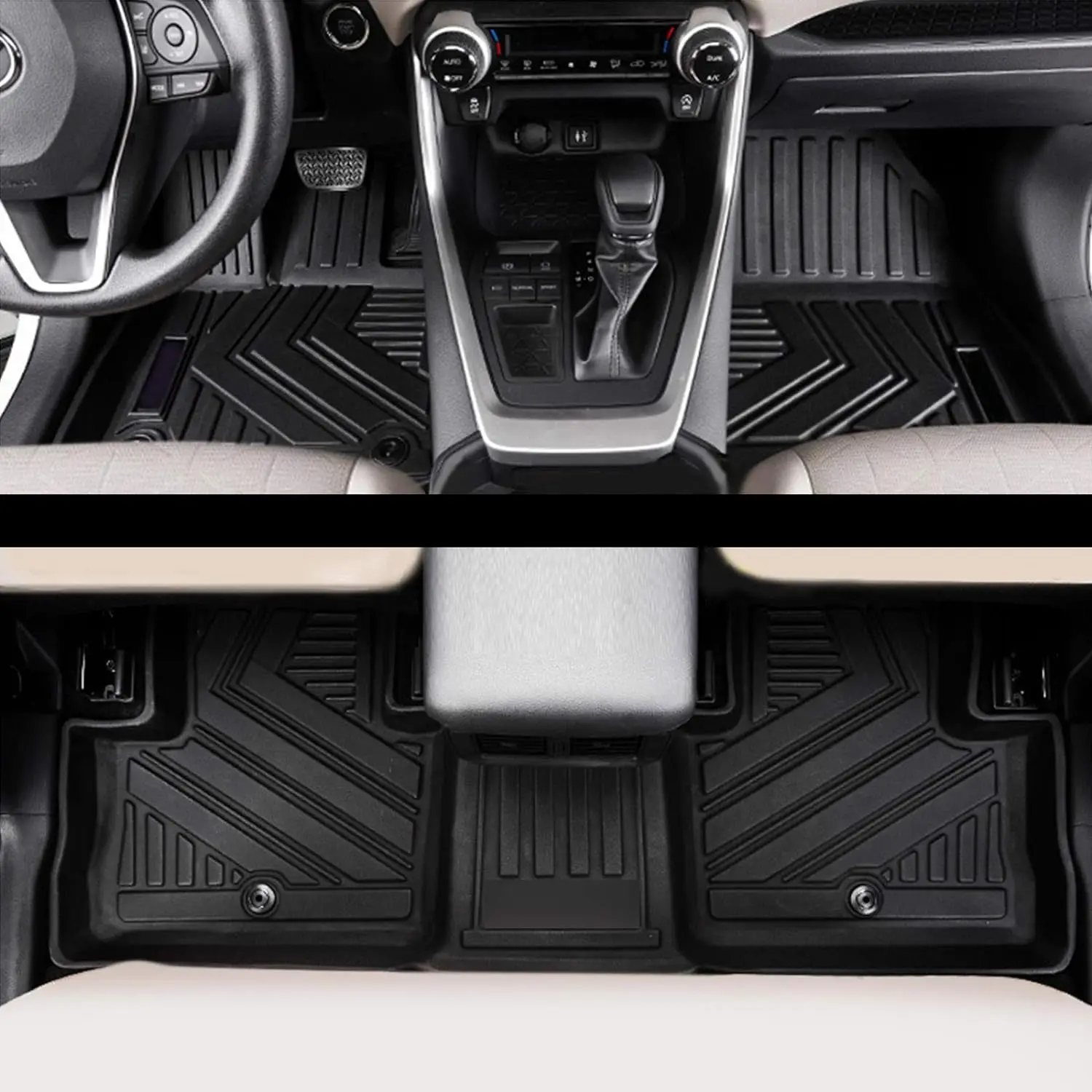 TPE Floor Mats for Toyota RAV4 2024-2019 All Weather Back Seat Cover Protector Trunk Frunk Mat Full Sets