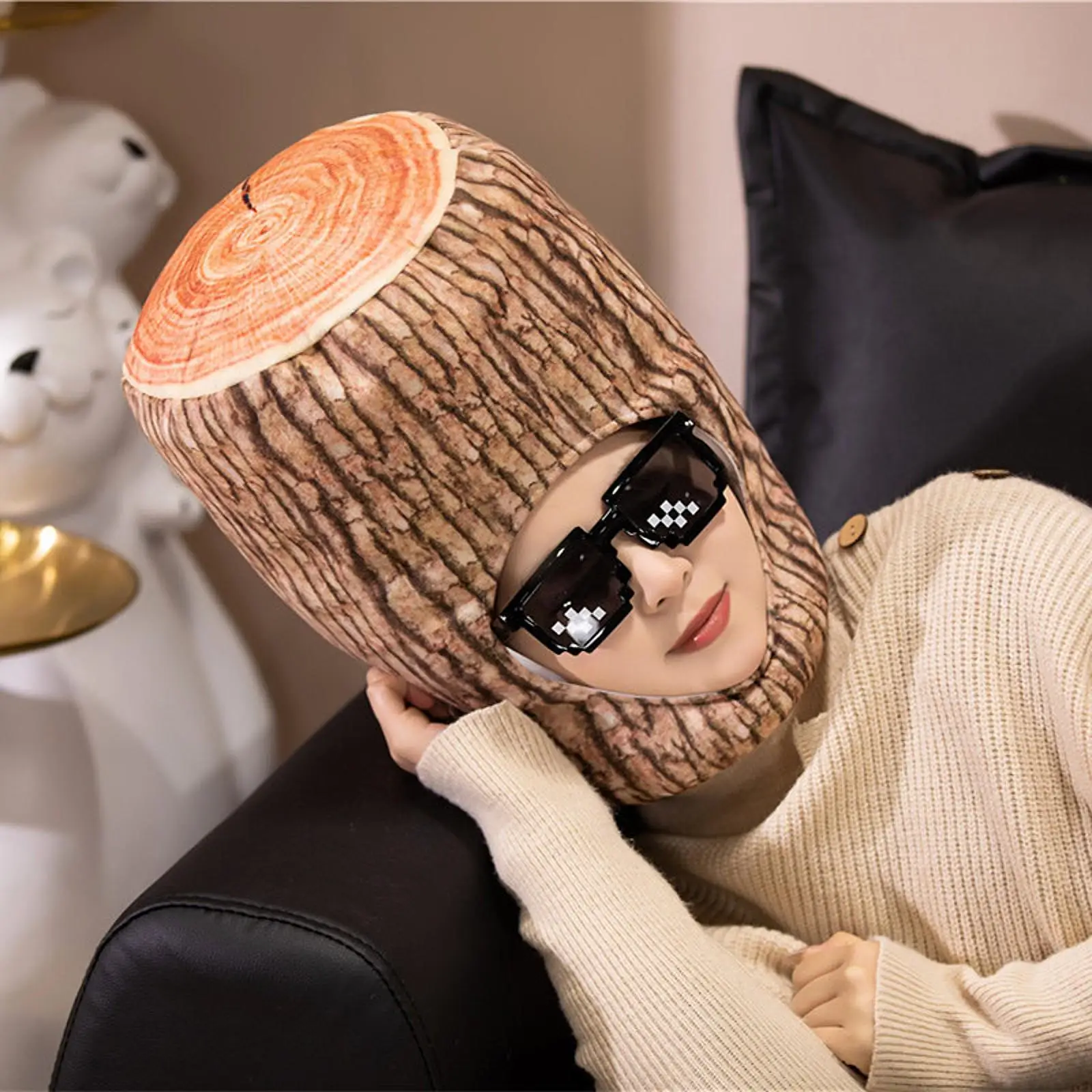 Tree Stump Shaped Plush Cap Comfortable Role-play Headpiece for Carnival Easter