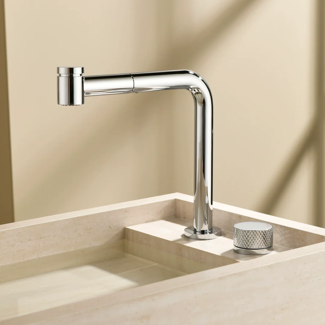 Grey Pull Out Basin faucet Widespread Chrome bathroom faucet Two-hole sink tap Water Faucet Brass Basin Tap Lavotory Faucet