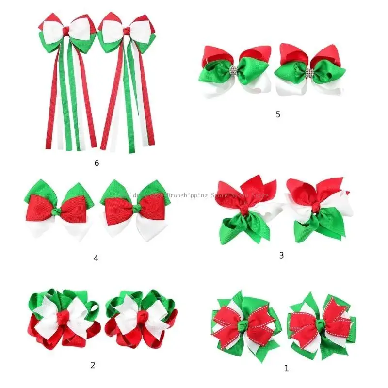 

Christmas Cheer Bowknot Hair Clips for Girls Comfortable Cloth Fabric Headdress