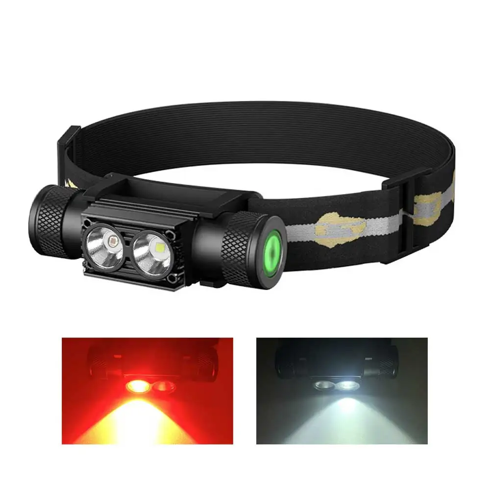 LED Mini Headlamp High Power White Red Memory Headlight 18650 Rechargeable USB Type-C Torch Camping Hunting Flashlight Lamp