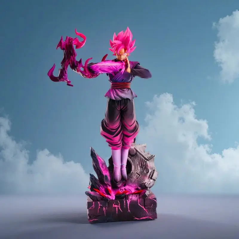 38cm Jt Goku Black Rose Action Figure Dragon Ball Anime Collectible Model Super Saiyan Pink Desktop Decoration Adult Collection view 2