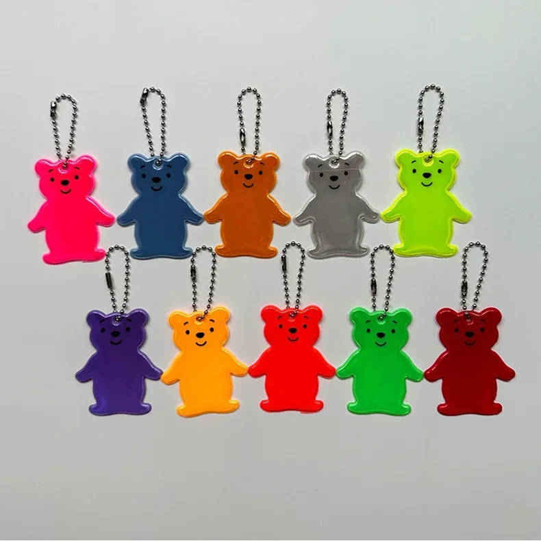 Cute Bear Outdoor Reflective Bag Pendant Night Running Cycling Car Warn Mark Student Bag Charm Keychain Glow in The Dark Sign