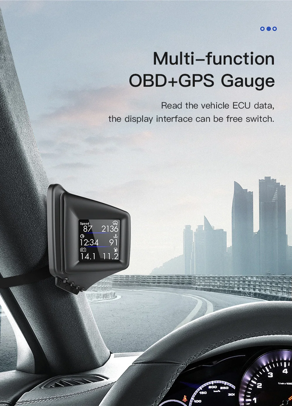 OBD2+GPS HUD P8 Speedometer On-board Computer Head Up Display Car Tachometer RPM Turbo BOOST Oil Pressure RPM Water Temp