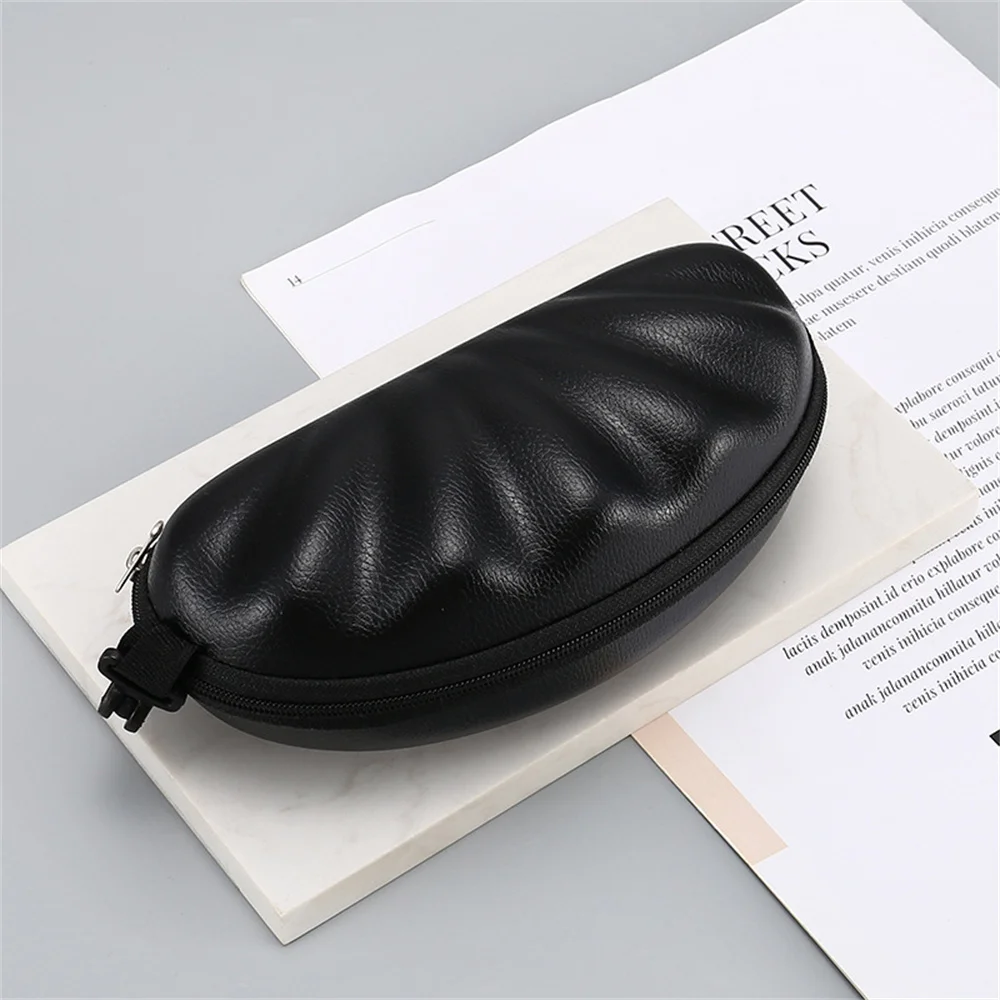 Black PU Shell Pattern Sunglasses Case Reading Glasses Storage Bag EVA Zipper Eyeglass Case Eyewear Accessories For Men Women