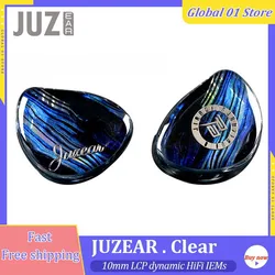 JUZEAR Clear 10mm LCP 1DD HiFi IEMs Dynamic In Ear Earphone DJ Monitor Earbuds 2 Pin 0.78mm 18AWG 6N Single Crystal Copper Cable