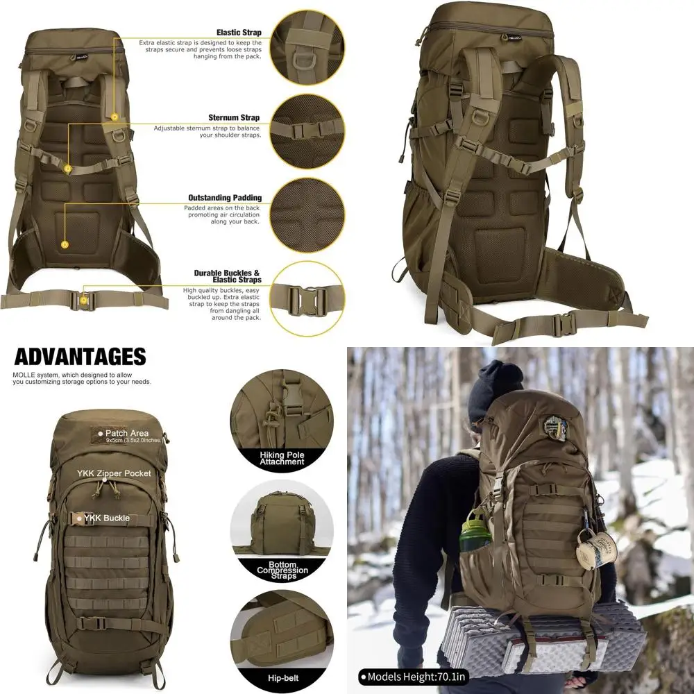 

Рюкзак для походов Mardingtop 50 л – водонепроницаемый, идеален для туризма, кемпинга и активного отдыха