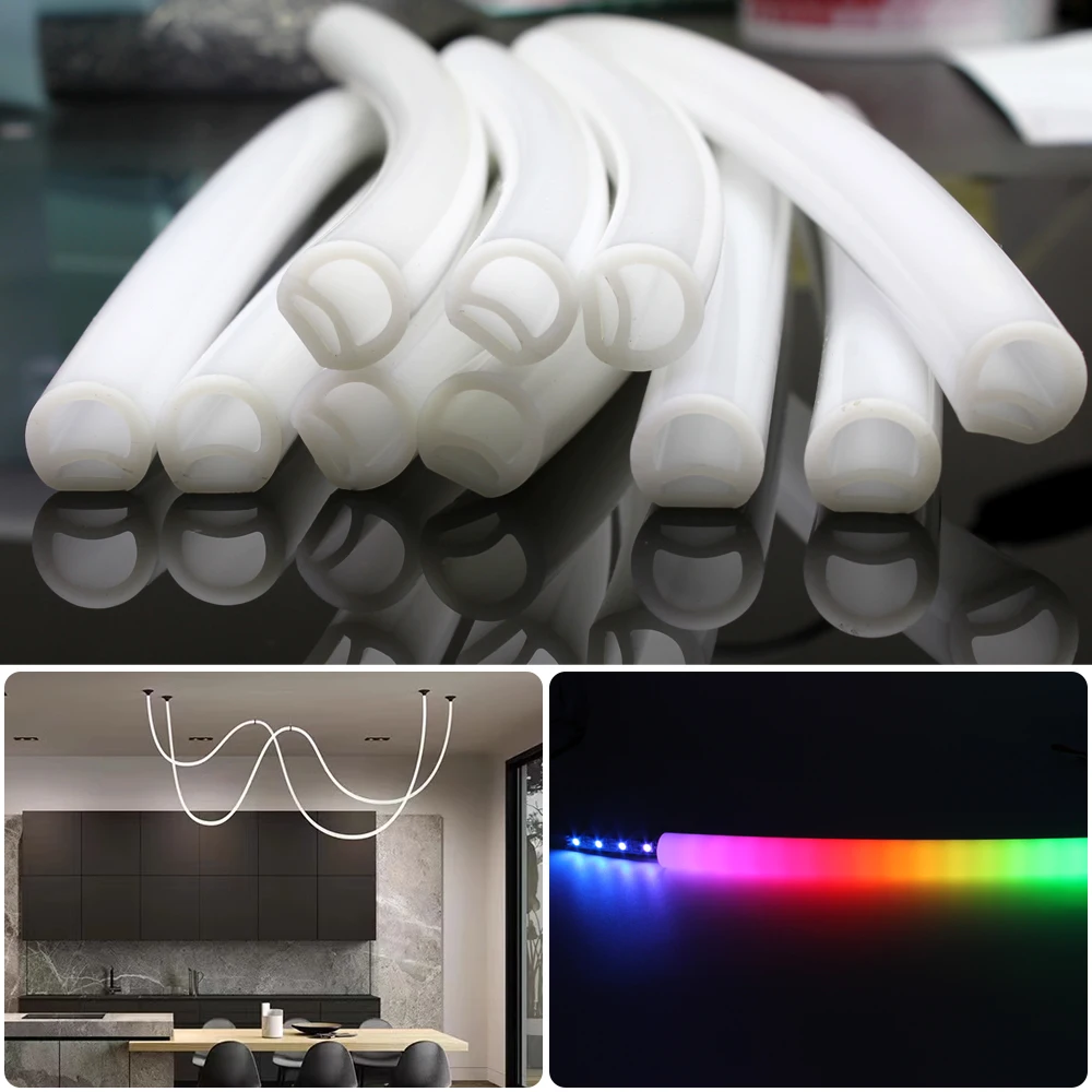 

0.5m-5m Round Neon Sign Silica Gel Covering Tube Flexible Soft Lamp Rope For 10mm WS2811 WS2812B LED Strip Light IP67 Waterproof