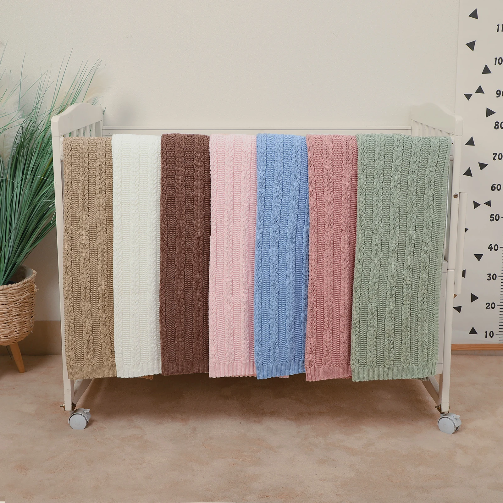 

Детские одеяла, вязаные супер мягкие кровати для новорожденных девочек и мальчиков, модная однотонная клетчатая коляска для малышей, пеленание, конверт для детской кроватки, 90*70 см