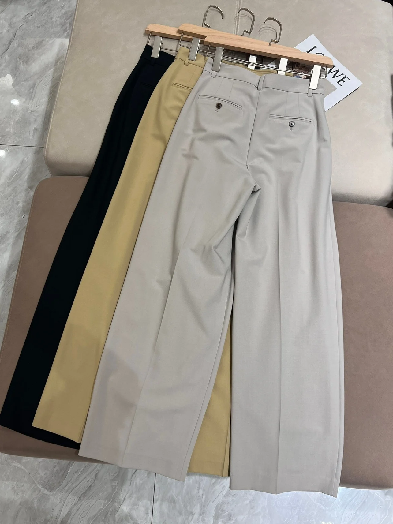 Minimalist high waist tailored office casual trousers