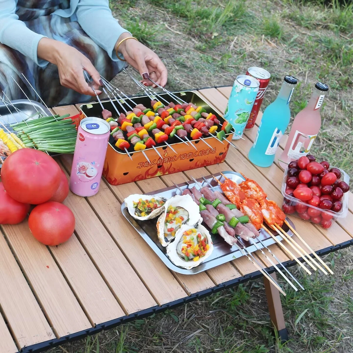 

Disposable Barbecue Grill BBQ Heating Stores Multi-Function Camping BBQ Grill Rack Net Firewood Stove Stainless Steel BBQ Grill