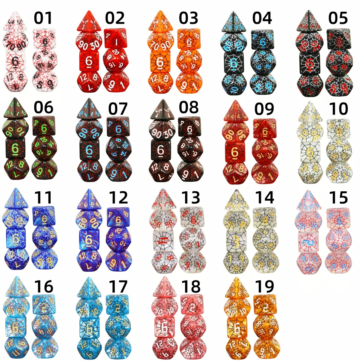 DND Dice Set 7pcs D4-D20 Polyh - Board Game Web 评论和价格