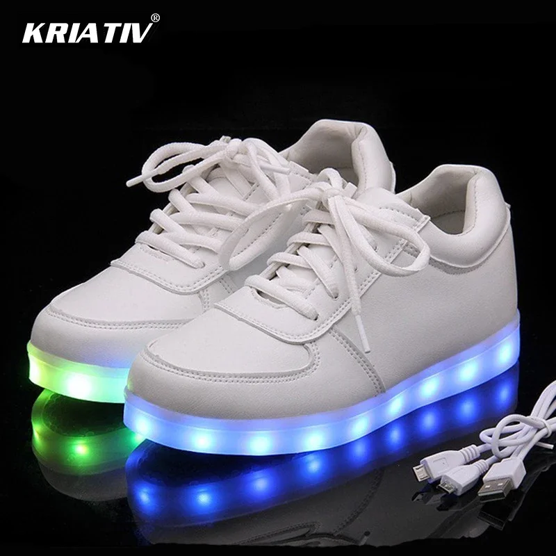 KRIATIV Lighted USB Charger Glowing Sneakers for Kids - LED Luminous Trainers, Casual Shoes & Slippers