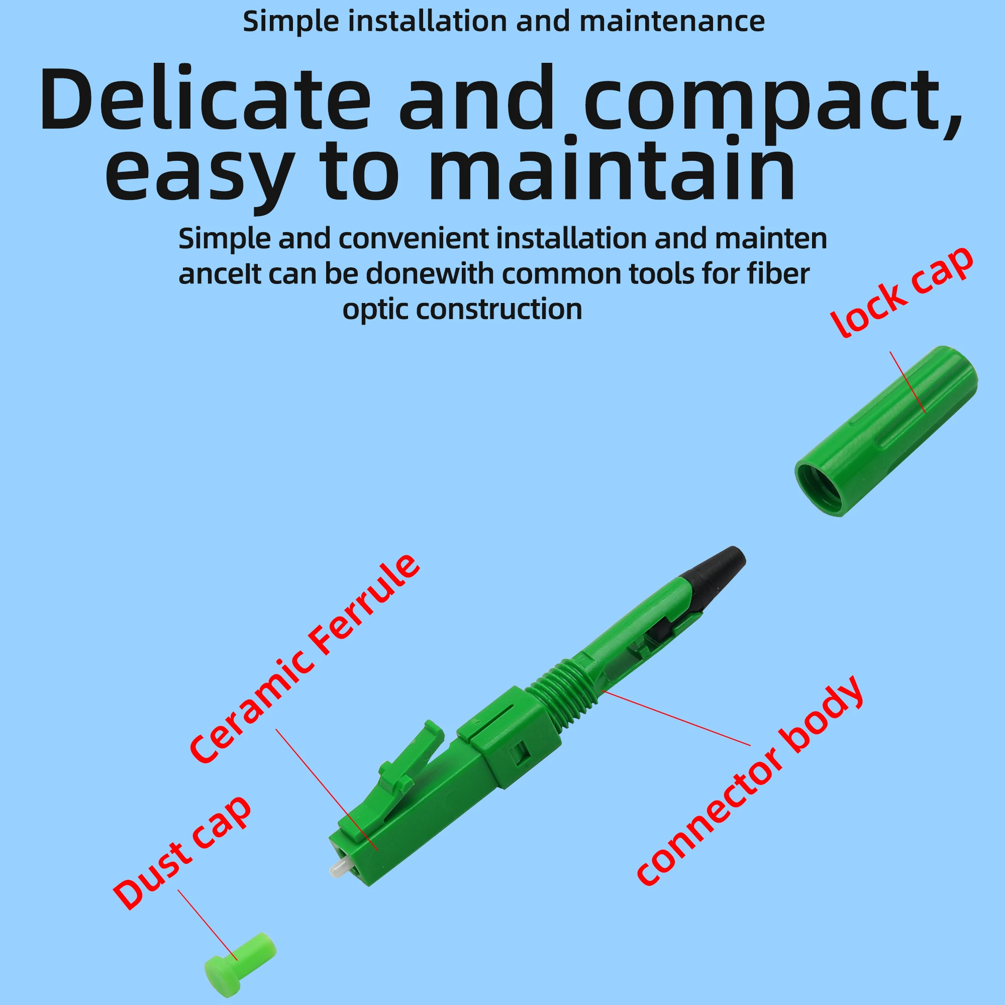 LC UPC/APC Fiber Assembly Quick Connector Single Mode LC Fiber Optic Cable Fast Connector 10-100pcs（Optional）