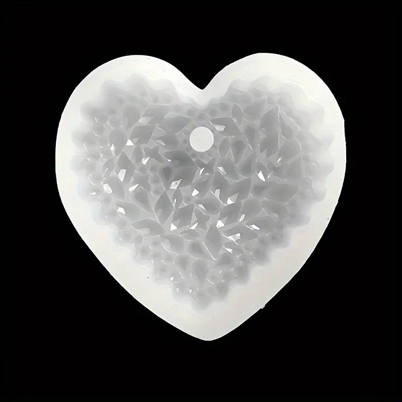Heart-Shaped Crystal Epoxy Resin Mold - Silicone Pendant Casting for DIY Jewelry and Decorative Hanging Signs - view 5