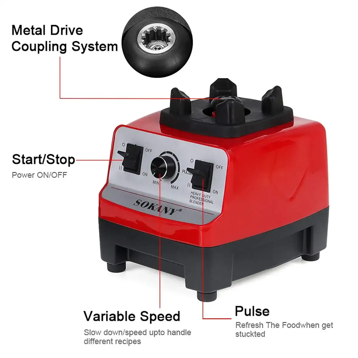 SOKANY-licuadora automática de grado comercial de alta resistencia, exprimidor de frutas, procesador de alimentos, batidos de hielo, sin BPA, tarro de 2L, 4500W