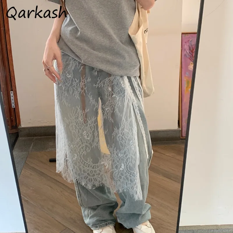 ميدي التنانير النسائية الدانتيل الرباط تصميم أنيق الكورية نمط الربيع الصيف ألف خط عالية الخصر غير النظامية الجانب الشق موضة الشارع #5