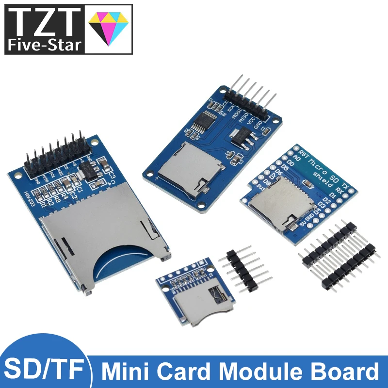 D1 Mini TF Card Module Micro SD Storage Expansion Board Mini Micro SD TF Card Memory Shield Module With Pins for Arduino ARM AVR