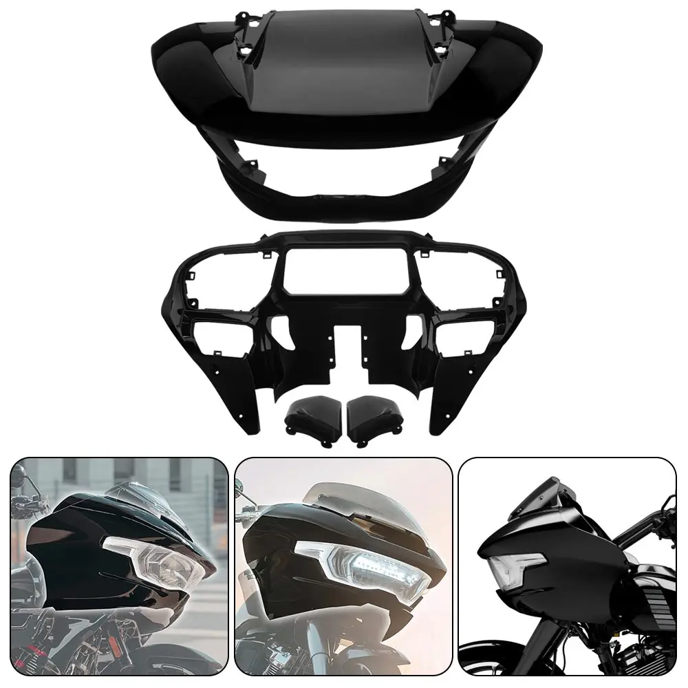 

1 Set Black Front Inner/Outer Headlight Fairing ABS Plastic Motorcycle For Harley Touring Road Glide CVO ST FLTRXSTSE 2024 -2026
