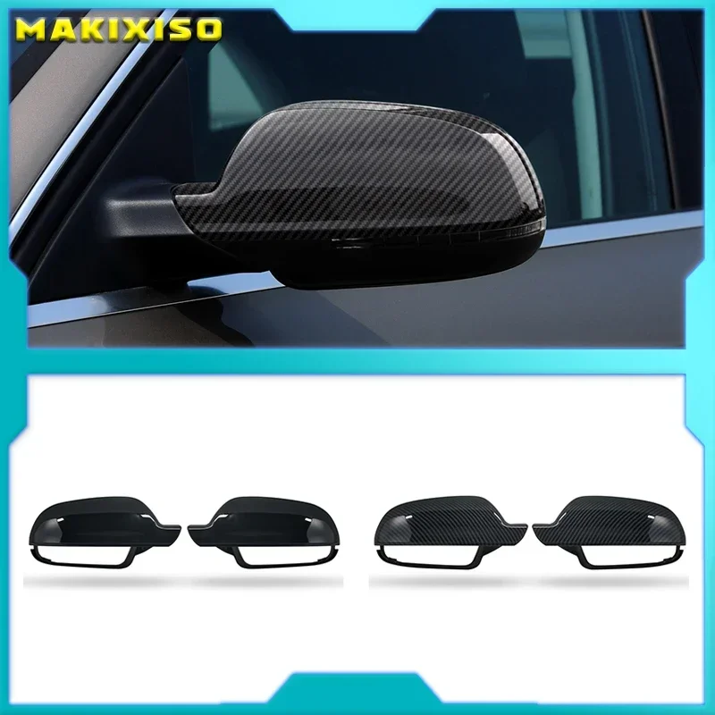 

Bright black full replacement with clips car door side mirrors caps rearview mirror cover for Audi A4 A5 B8.5 A3 8P A6 C6 Q3