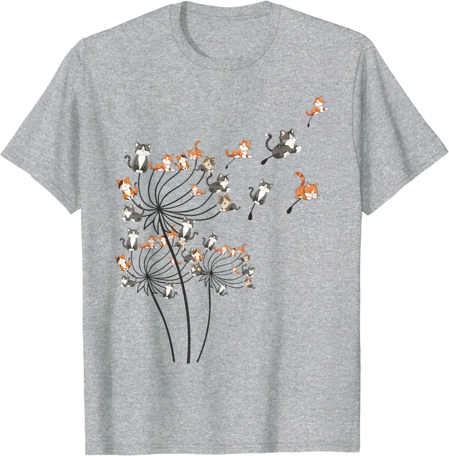 2024 New Summer Unisex Cute Dandelion Flower Kitten T-shirt Casual Cotton New Stylish and Comfortable Clothes